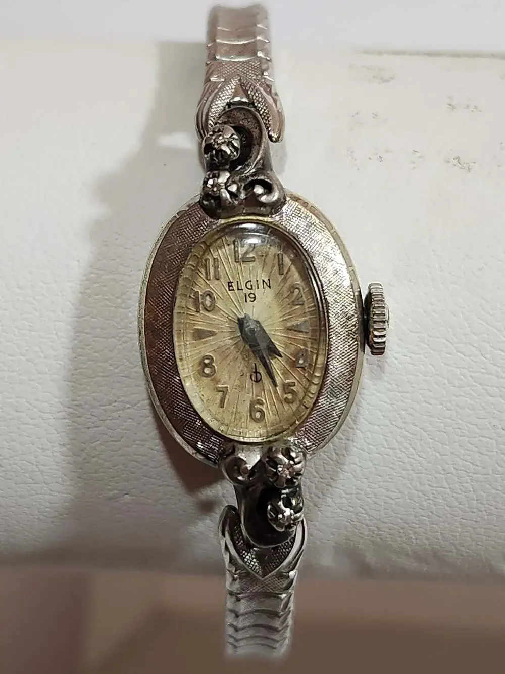 Vintage Elgin Ladies Mechanical Cocktail Watch 10K RGP Bezel Sterling Lugs